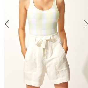 TIE BELT SHORTS OFF WHITE LINEN